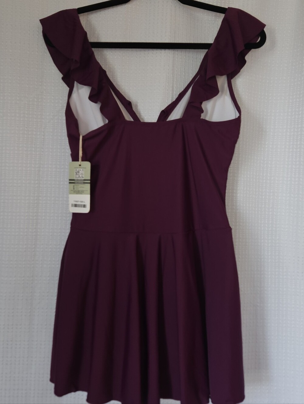 Ruffled V-Neck Shekini Swimdress in Raspberry NWT Size Large - Picture 4 of 10
